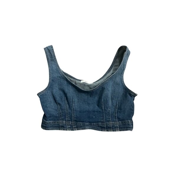 ALC Women's Denim Stitched Crop Tank Top Size 8 - Picture 4 of 5